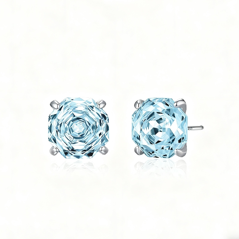 S925 Silver Octagonal Rose Cut Earrings