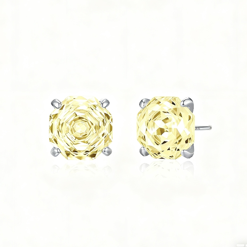 S925 Silver Octagonal Rose Cut Earrings