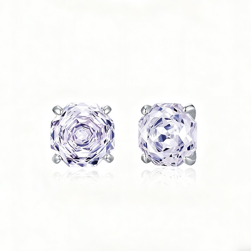 S925 Silver Octagonal Rose Cut Earrings