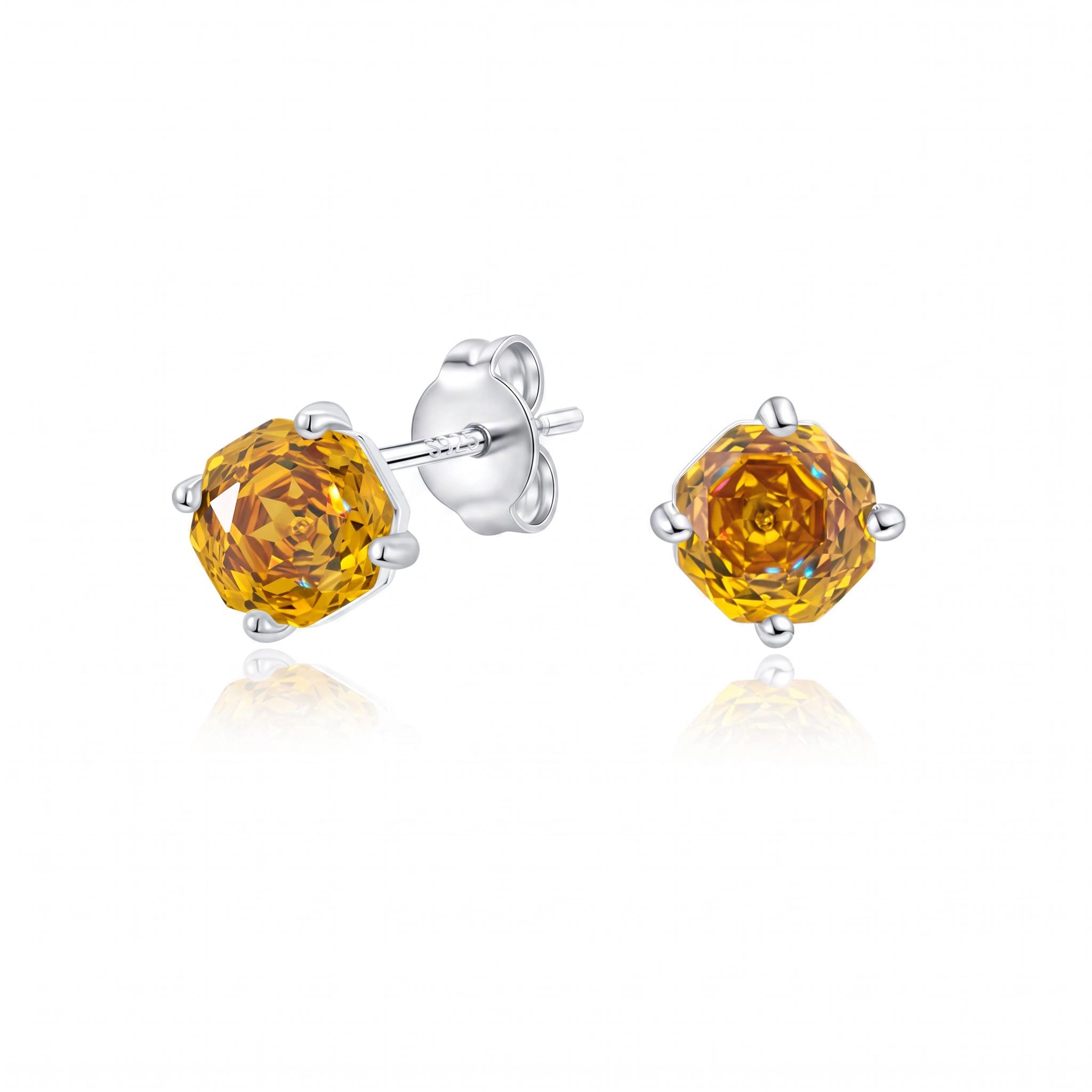 S925 Silver Octagonal Rose Cut Earrings S925 Silver Octagonal Rose Cut Earrings