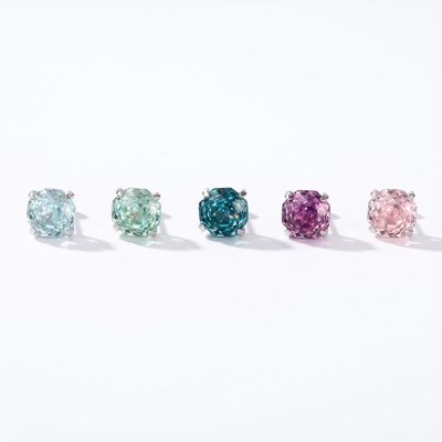 S925 Silver Octagonal Rose Cut Earrings