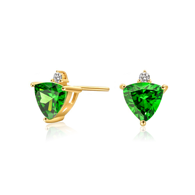 Personalized Triangular Cut Birthstone Stud Earrings