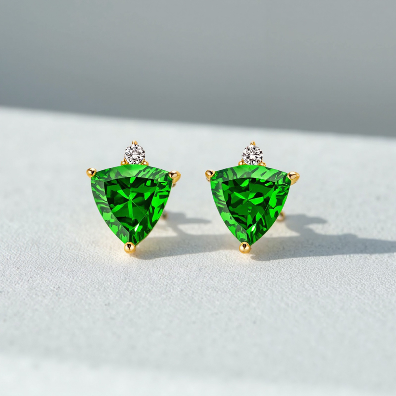 Personalized Triangular Cut Birthstone Stud Earrings