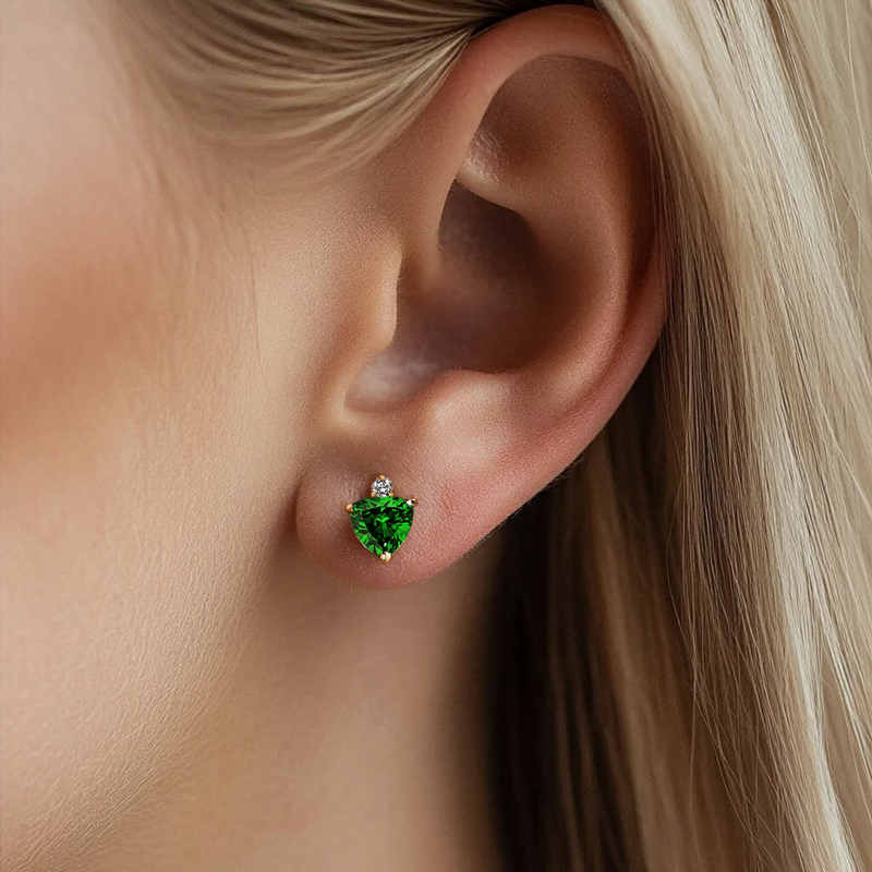 Personalized Triangular Cut Birthstone Stud Earrings