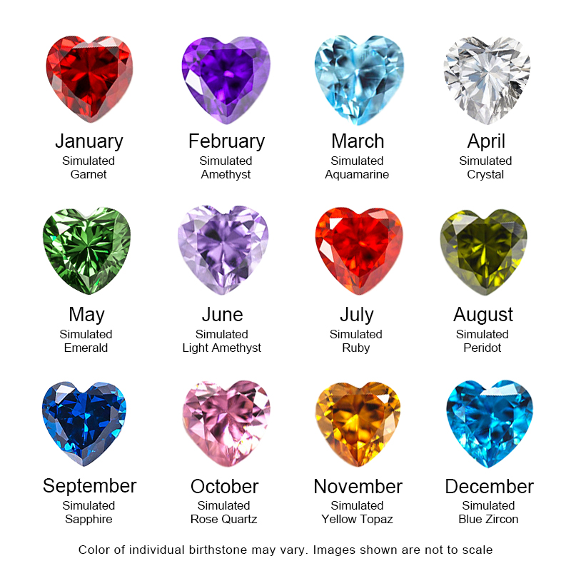 Elegant “MoM” Heart Pendant Necklace with Colored Birthstones