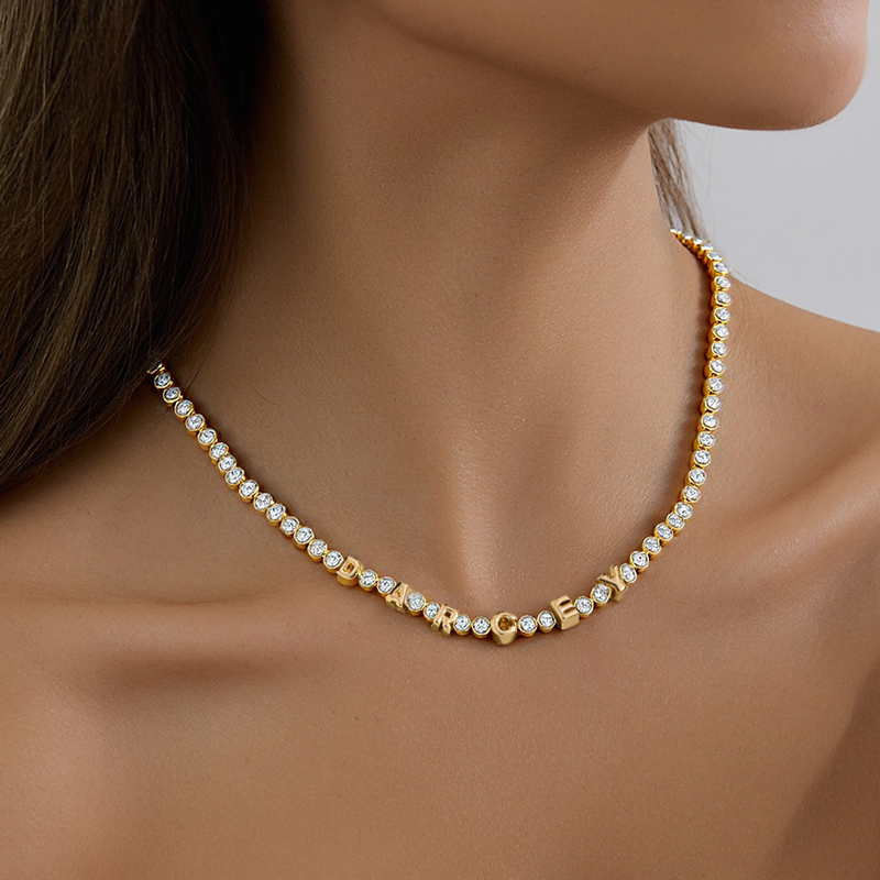 Custom Letters Tennis Necklace