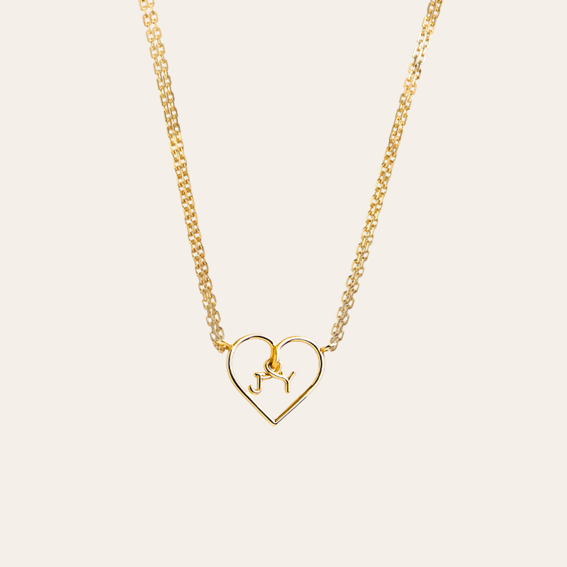 Elegant Gold Heart Pendant Necklace with Letters