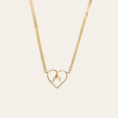 Elegant Gold Heart Pendant Necklace with Letters