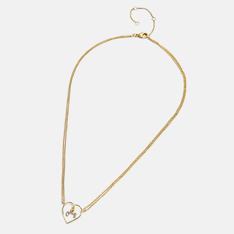 Elegant Gold Heart Pendant Necklace with Letters