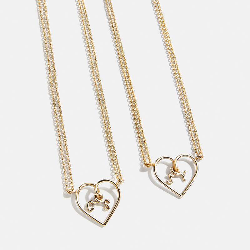 Elegant Gold Heart Pendant Necklace with Letters