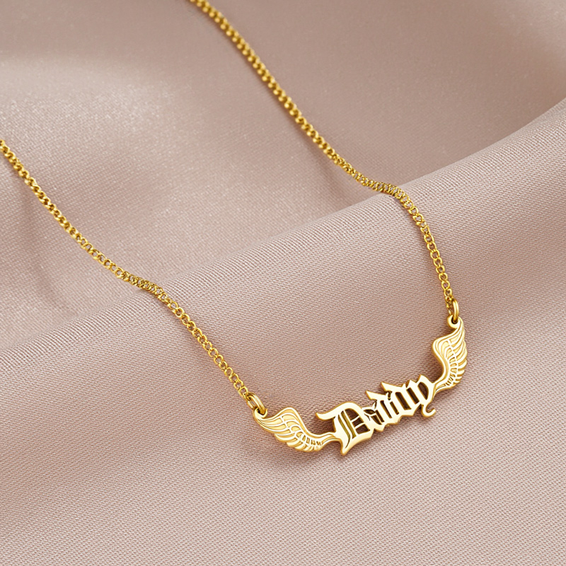 Customized Name Necklace with Wings