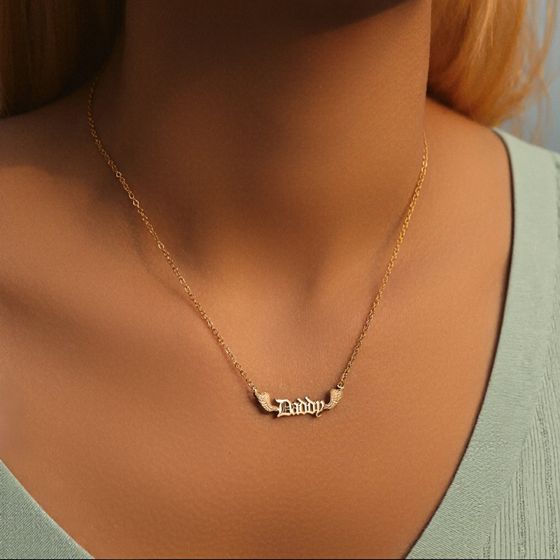 Customized Name Necklace with Wings