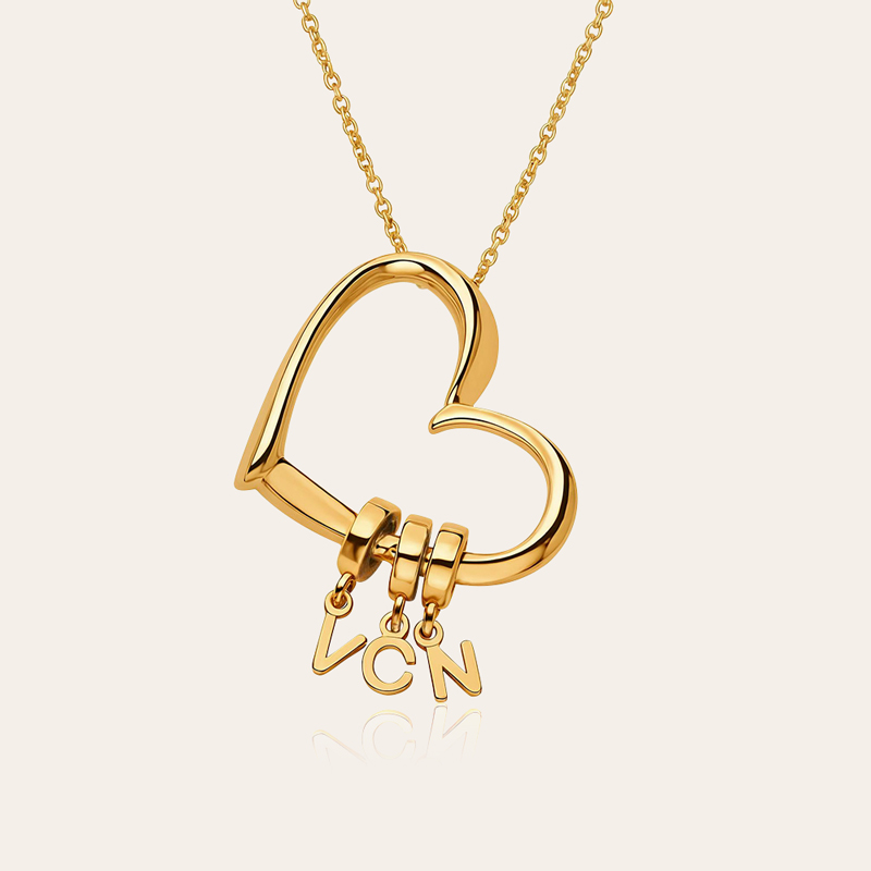 Customizable Initials Elegant Heart Shaped Letters Necklace Customizable Initials Elegant Heart Shaped Letters Necklace