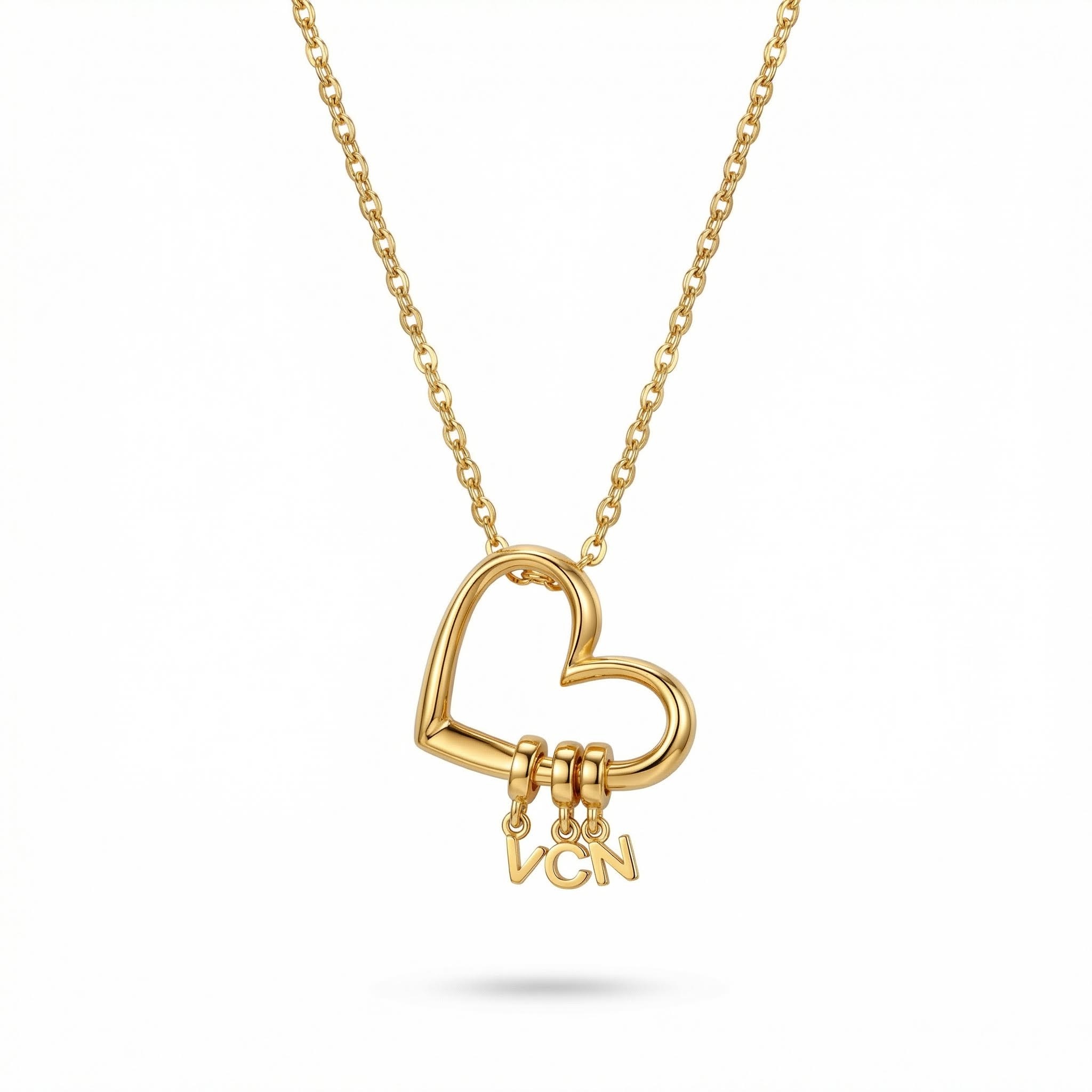 Customizable Initials Elegant Heart Shaped Letters Necklace