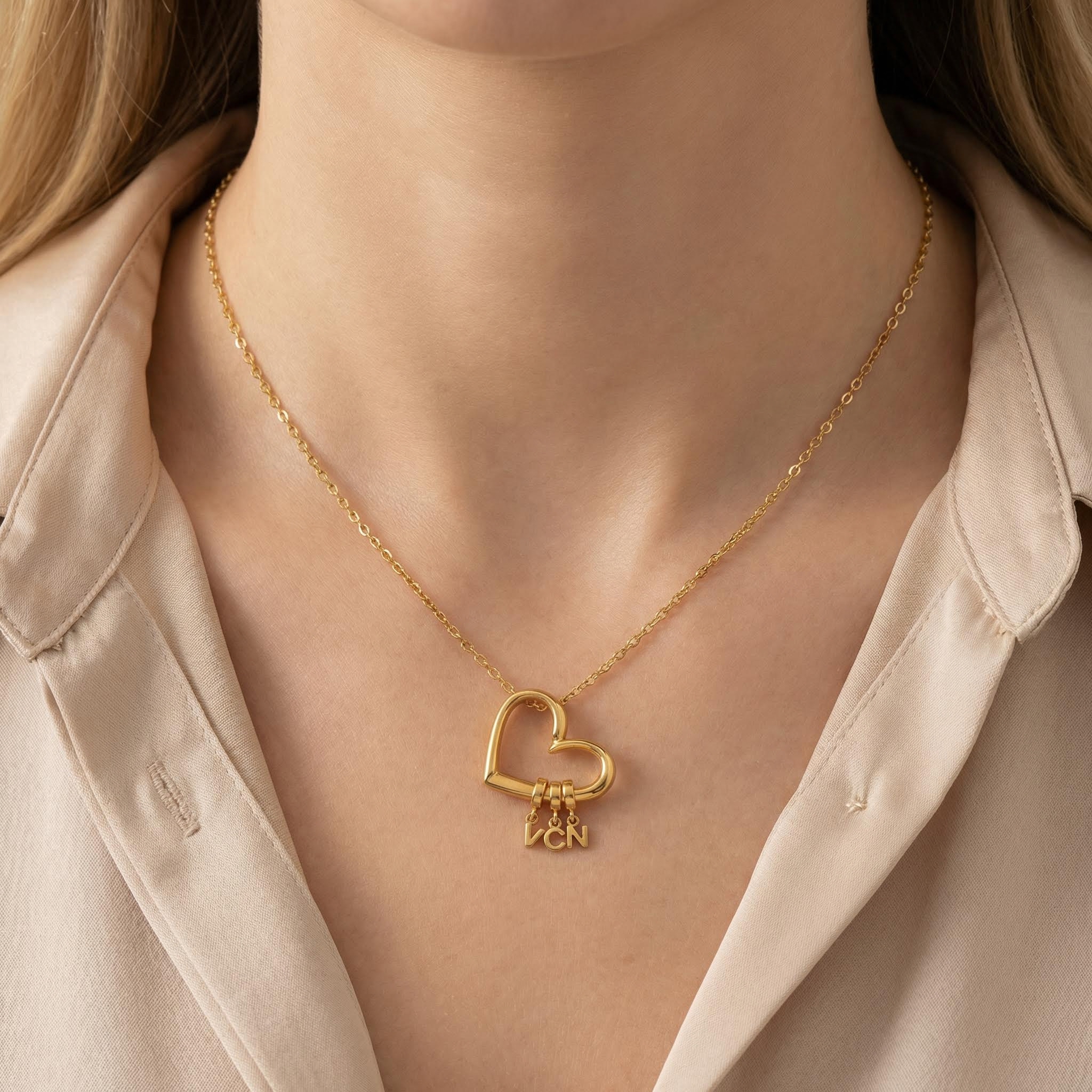 Customizable Initials Elegant Heart Shaped Letters Necklace