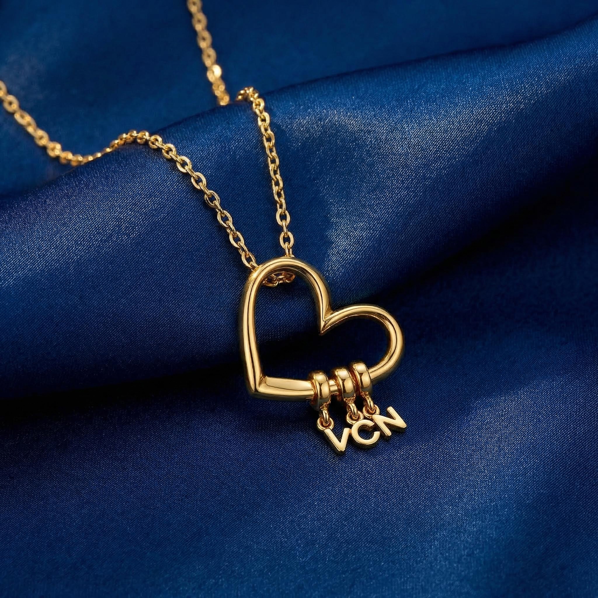 Customizable Initials Elegant Heart Shaped Letters Necklace