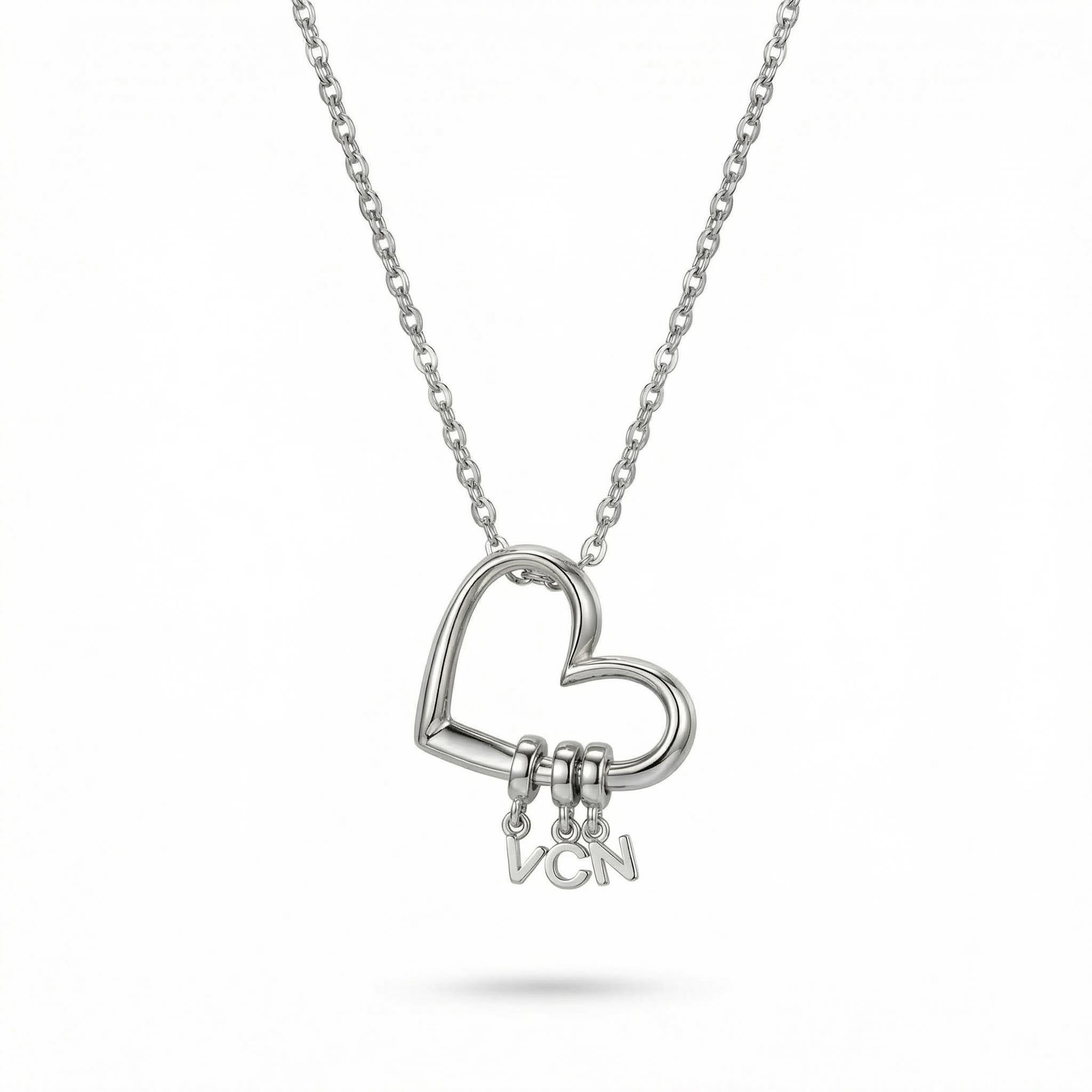 Customizable Initials Elegant Heart Shaped Letters Necklace