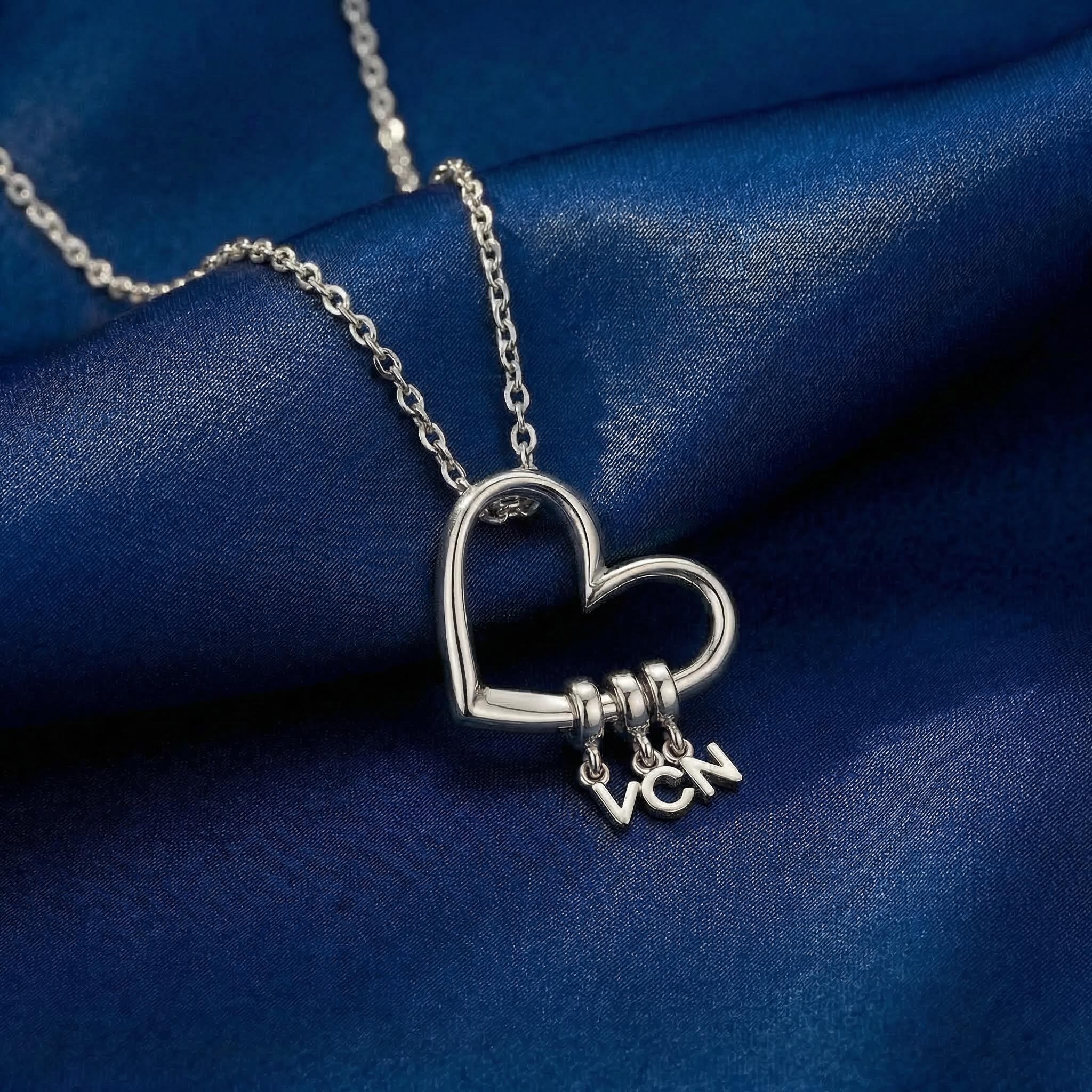 Customizable Initials Elegant Heart Shaped Letters Necklace