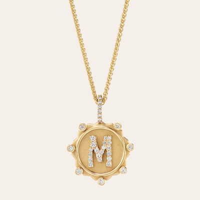 Customizable Letter Pendant Necklace in Gold with Diamond