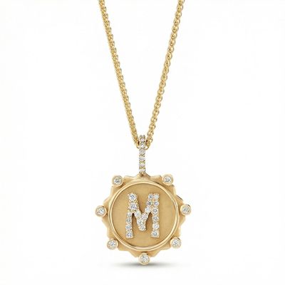 Customizable Letter Pendant Necklace in Gold with Diamond