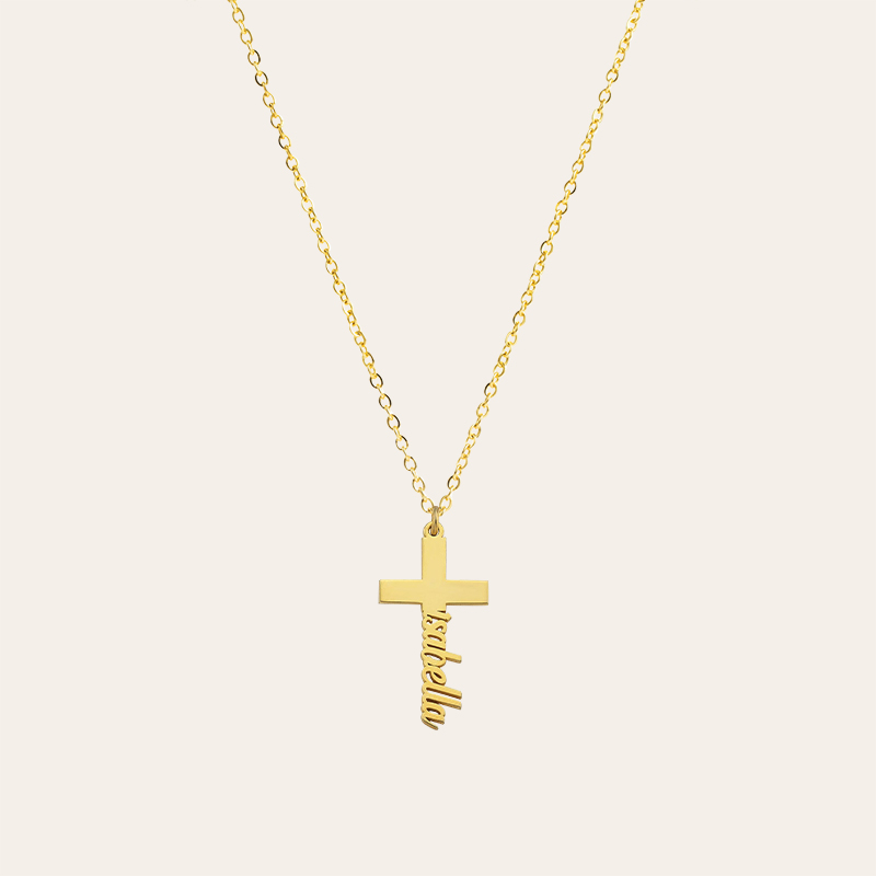 Personalized Name Cross Religious Pendent Necklace