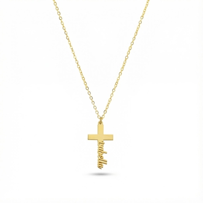 Personalized Name Cross Religious Pendent Necklace