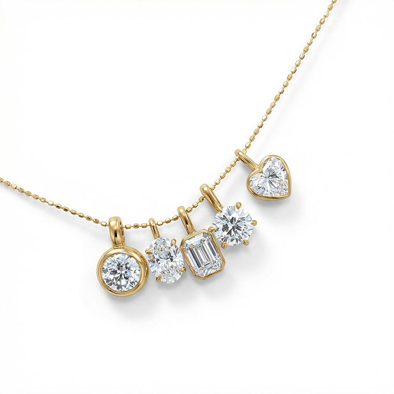 Multi-Cut VVS Moissanite Sparkling Pendent Necklace