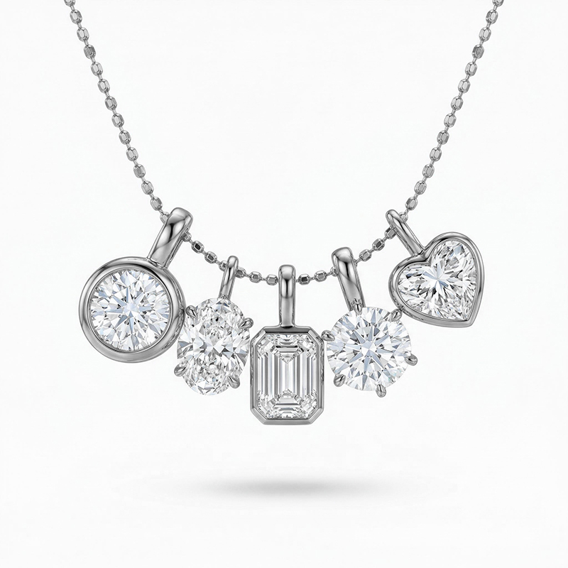 Multi-Cut VVS Moissanite Sparkling Pendent Necklace
