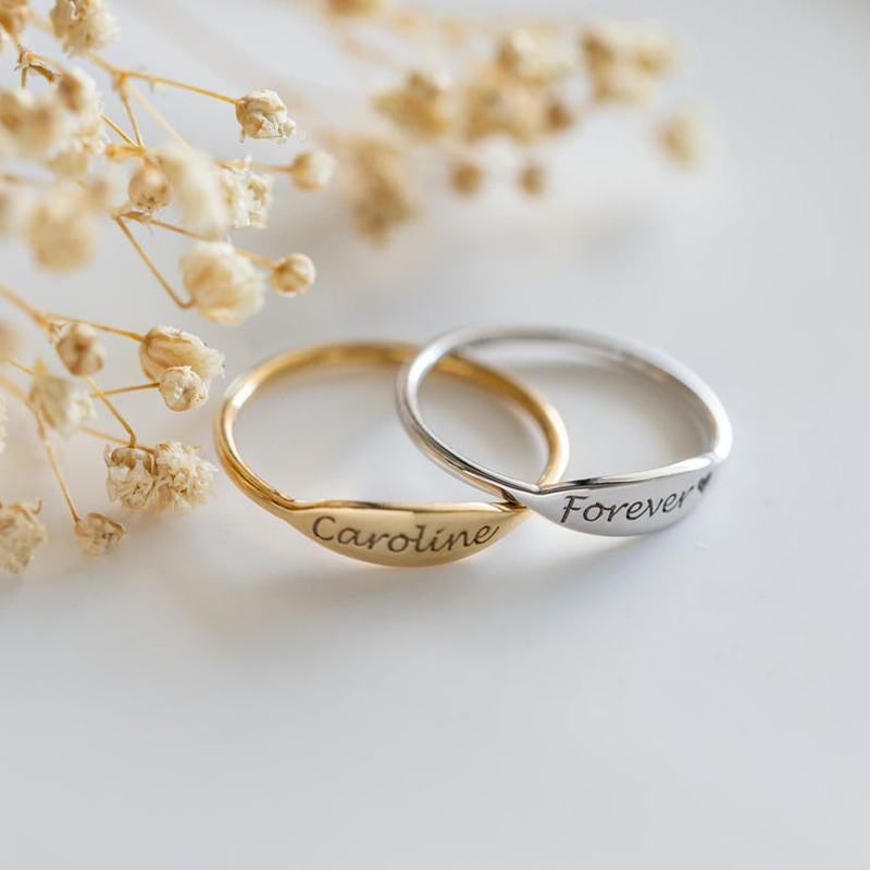 Dainty Custom Engraved Name Ring