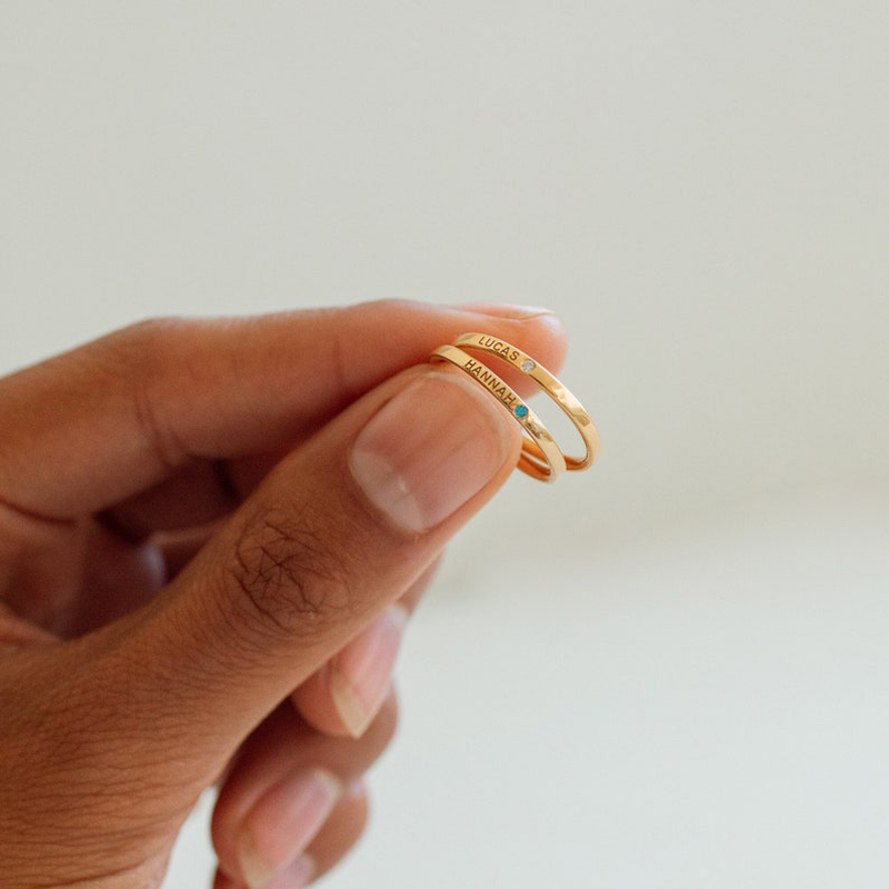 Personalized Engraved Birthstone Ring