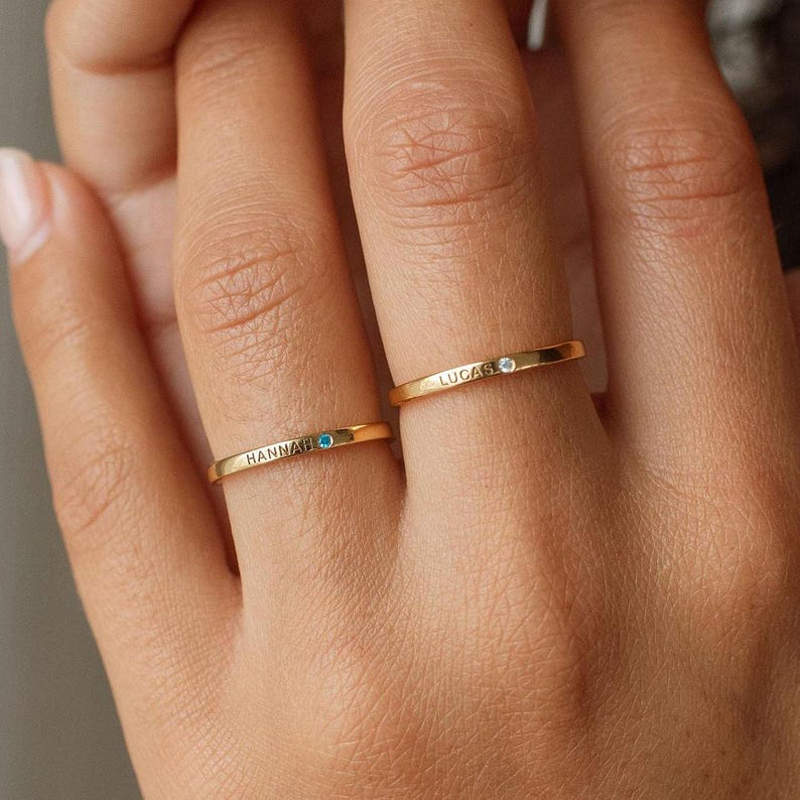 Personalized Engraved Birthstone Ring