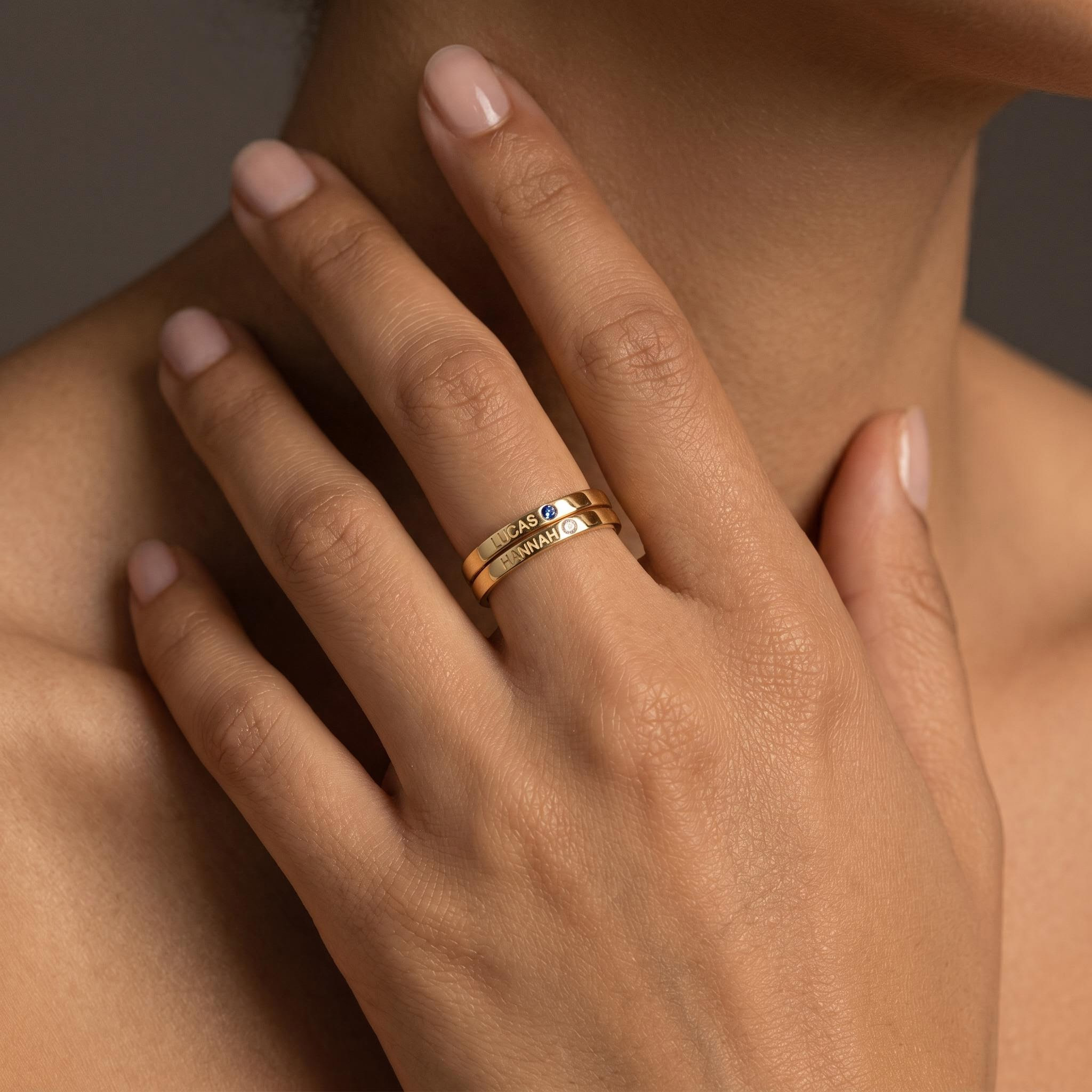 Personalized Engraved Birthstone Ring