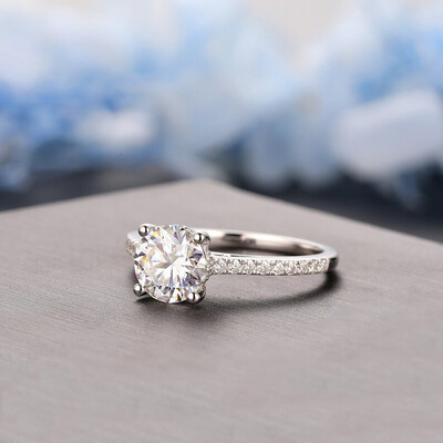 2.23CT Round Cut VVS Vintage Hidden Halo Moissante S925 Silver Engagement Ring