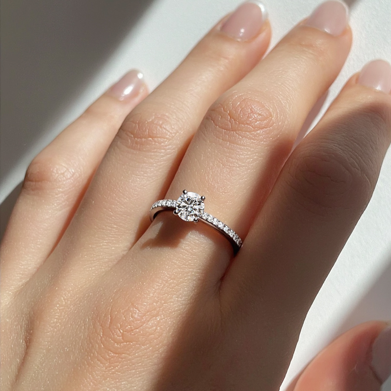 2.23CT Round Cut VVS Vintage Hidden Halo Moissanite S925 Silver Engagement Ring