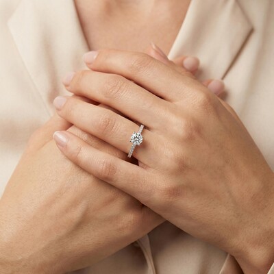 2.23CT Round Cut VVS Vintage Hidden Halo Moissanite S925 Silver Engagement Ring