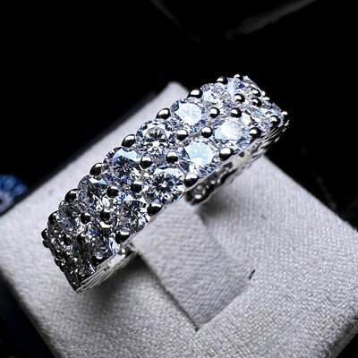 3CT Round Cut VVS Moissante S925 Silver Wedding Band