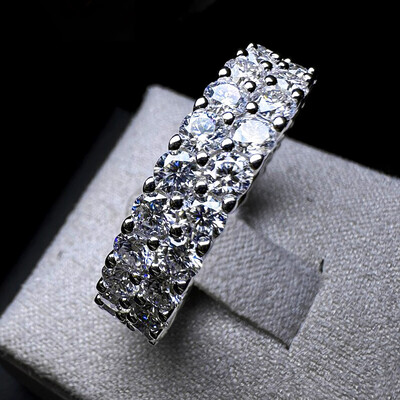 3CT Round Cut VVS Moissante S925 Silver Wedding Band
