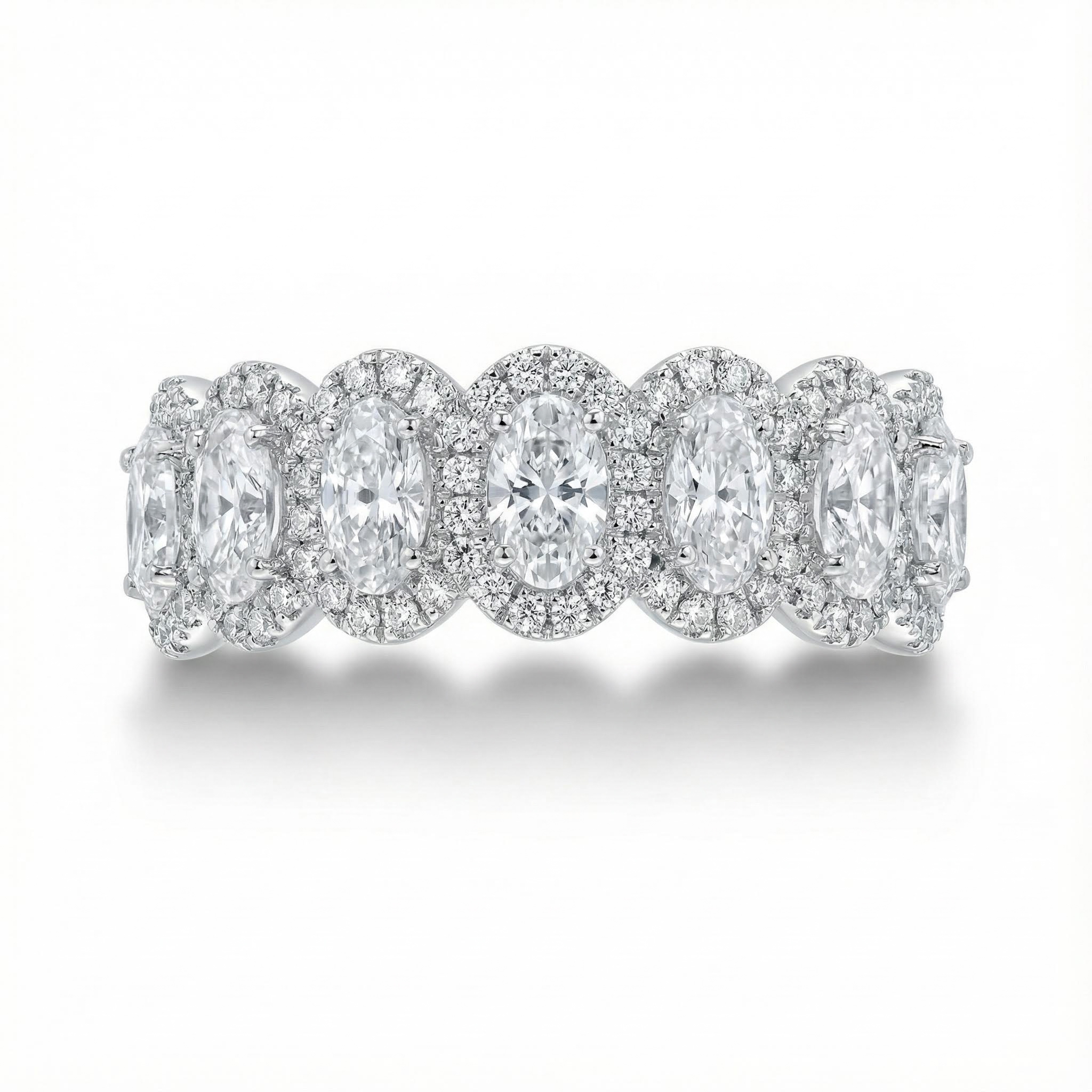 2.87CT Elegant Oval & Round Cut VVS Moissanite S925 Silver Wedding Band 2.87CT Elegant Oval & Round Cut VVS Moissanite S925 Silver Wedding Band