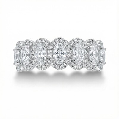 2.87CT Elegant Oval & Round Cut VVS Moissanite S925 Silver Wedding Band