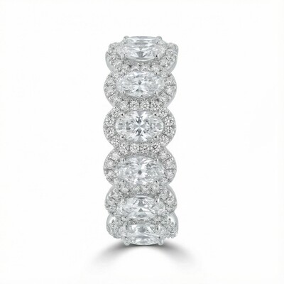 2.87CT Elegant Oval & Round Cut VVS Moissanite S925 Silver Wedding Band