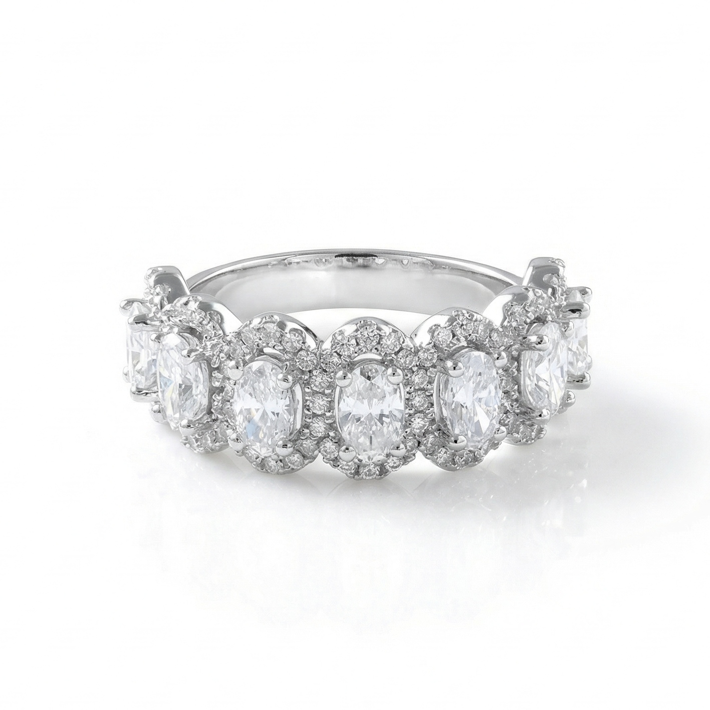 2.87CT Elegant Oval & Round Cut VVS Moissanite S925 Silver Wedding Band