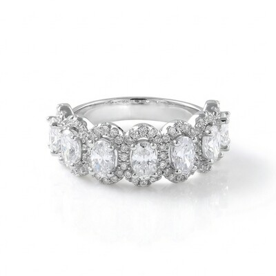 2.87CT Elegant Oval & Round Cut VVS Moissanite S925 Silver Wedding Band