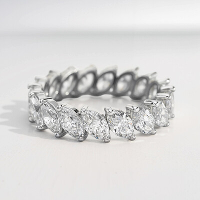 2.8CT Marquise Cut VVS Moissante S925 Silver Wedding Band