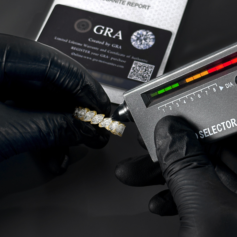 2.8CT Marquise Cut VVS Moissanite S925 Silver Wedding Band