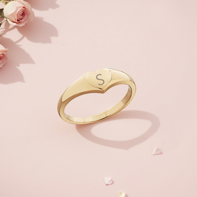 Personalized Initial Letter Engraved Ring