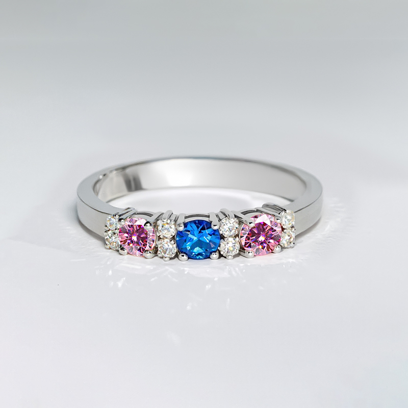 Personalized Tricolor Birthstone Elegant Ring