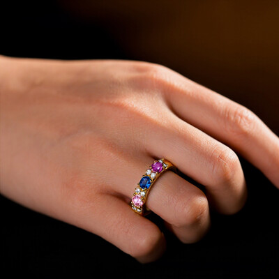 Personalized Tricolor Birthstone Elegant Ring