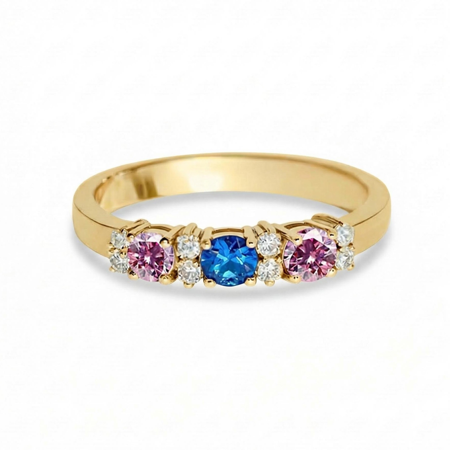 Personalized Tricolor Birthstone Elegant Ring