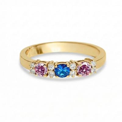 Personalized Tricolor Birthstone Elegant Ring