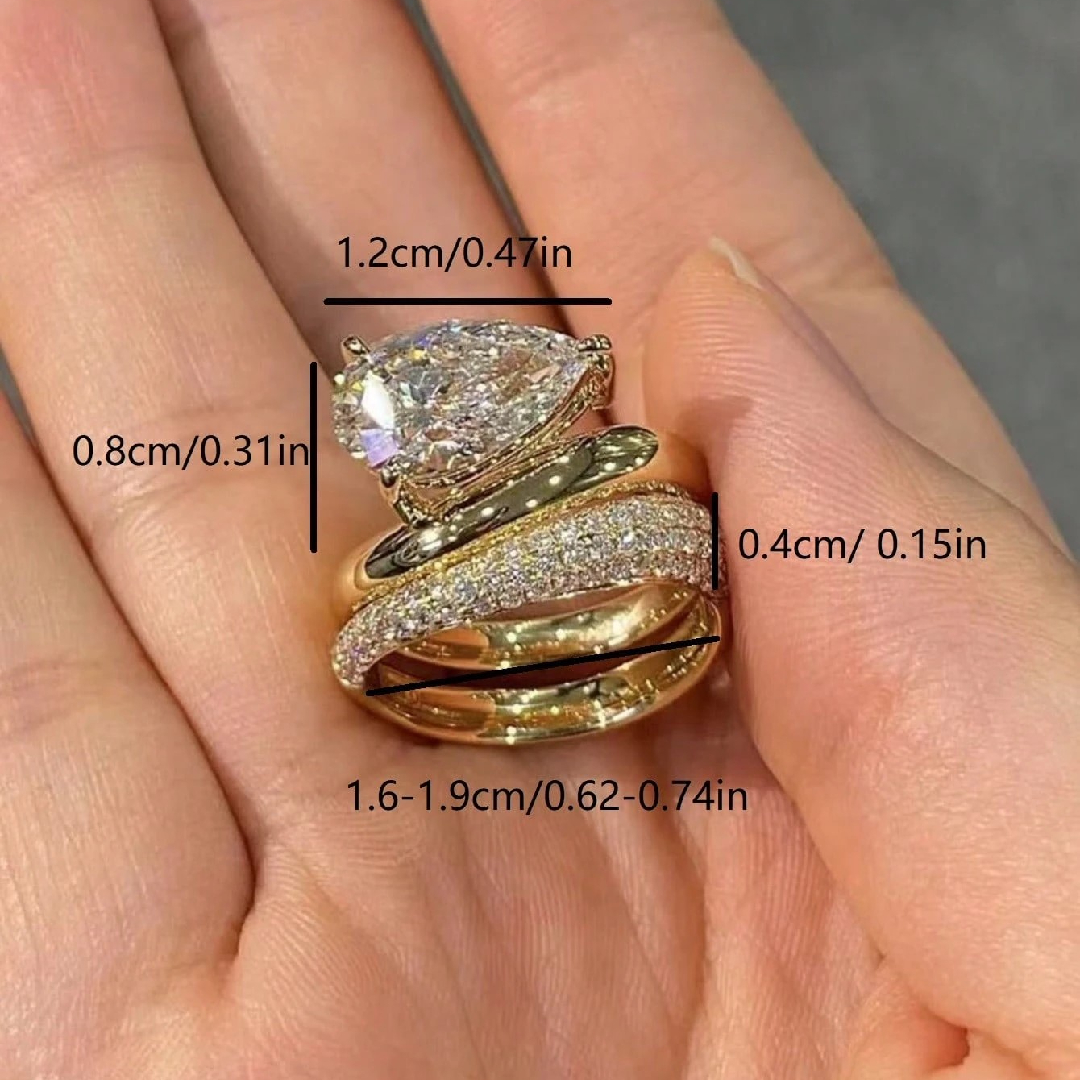 4CT Pear Cut VVS Moissanite Bridal Ring Set Pave Curved Style Wedding Ring Set 4CT Pear Cut VVS Moissanite Bridal Ring Set Pave Curved Style Wedding Ring Set